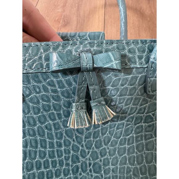 Vintage Liz Claiborne Great Expectations Y2K Teal Croc Embossed Mini Purse Bag - Picture 7 of 14
